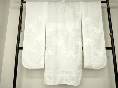 平和屋着物●振袖用長襦袢　無双仕立て　流水花文　白色　半衿刺繍　洗える着物　AABJ9210ck