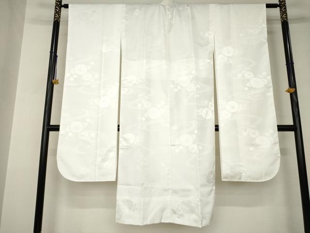 平和屋着物●振袖用長襦袢　無双仕立て　流水花文　白色　半衿刺繍　洗える着物　AABJ9210ck