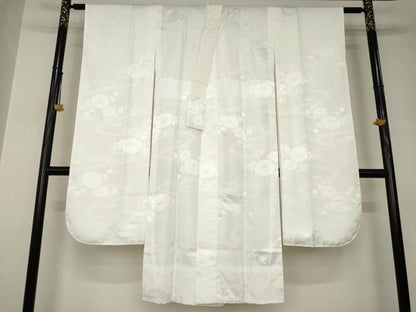 平和屋着物●振袖用長襦袢　無双仕立て　流水花文　白色　半衿刺繍　洗える着物　AABJ9210ck