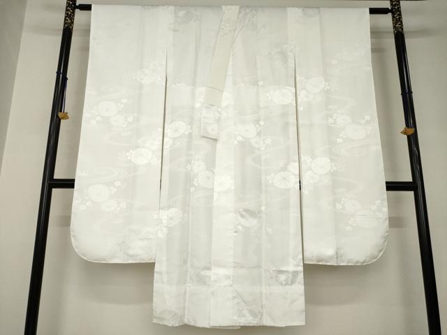 平和屋着物●振袖用長襦袢　無双仕立て　流水花文　白色　半衿刺繍　洗える着物　AABJ9210ck