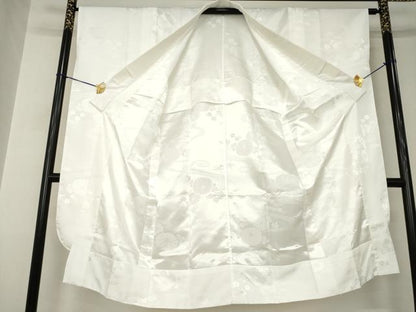 平和屋着物●振袖用長襦袢　無双仕立て　流水花文　白色　半衿刺繍　洗える着物　AABJ9210ck