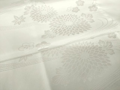 平和屋着物●振袖用長襦袢　無双仕立て　流水花文　白色　半衿刺繍　洗える着物　AABJ9210ck
