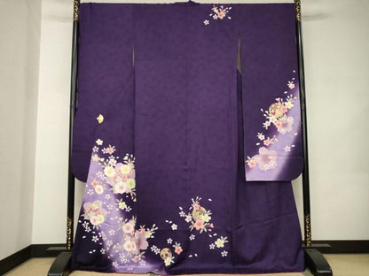 平和屋着物●豪華振袖　舞桜文　暈し染め　金彩　ロング丈　正絹　逸品　AABJ9212ck