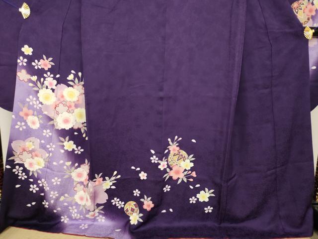 平和屋着物●豪華振袖　舞桜文　暈し染め　金彩　ロング丈　正絹　逸品　AABJ9212ck