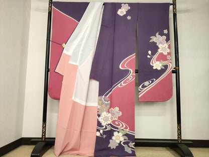平和屋着物●豪華振袖　流水花毬文　正絹　逸品　AABJ9213ck