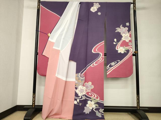 平和屋着物●豪華振袖　流水花毬文　正絹　逸品　AABJ9213ck