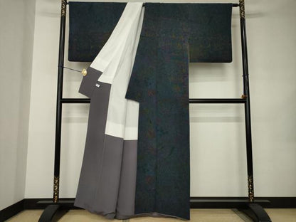 平和屋着物●前田仁仙　仁仙更紗　訪問着　更紗花文　鬼しぼ縮緬　正絹　逸品　AABJ9216ck