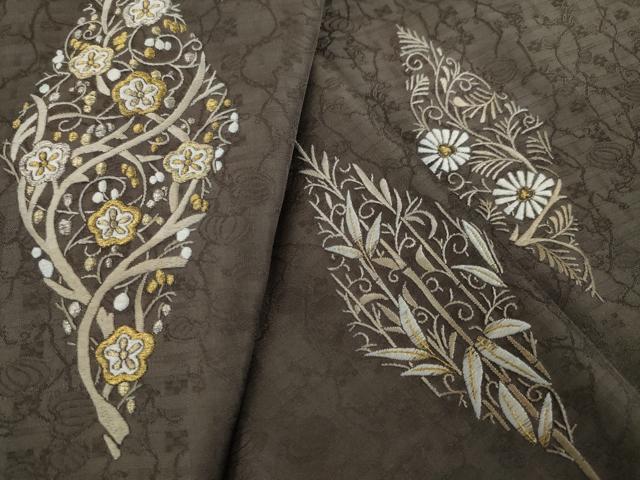 平和屋着物●訪問着　総刺繍　花菱文　反端付き　正絹　逸品　AABJ9218ck