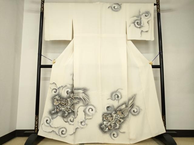 平和屋着物●訪問着　手描き　唐獅子　金彩　正絹　逸品　AABJ9219ck