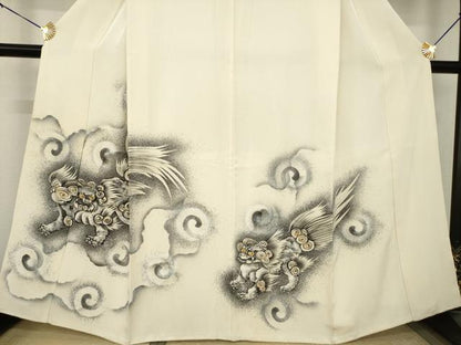 平和屋着物●訪問着　手描き　唐獅子　金彩　正絹　逸品　AABJ9219ck