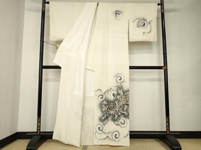 平和屋着物●訪問着　手描き　唐獅子　金彩　正絹　逸品　AABJ9219ck