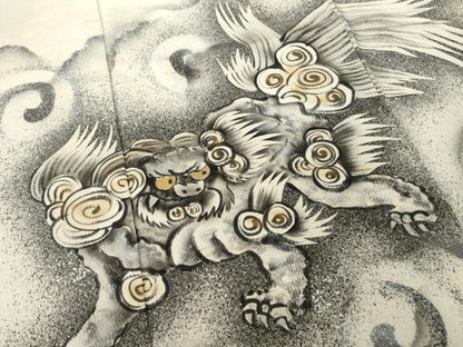 平和屋着物●訪問着　手描き　唐獅子　金彩　正絹　逸品　AABJ9219ck