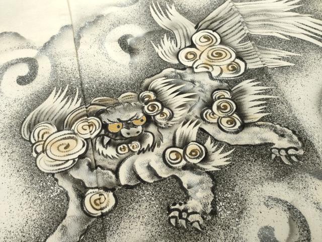 平和屋着物●訪問着　手描き　唐獅子　金彩　正絹　逸品　AABJ9219ck