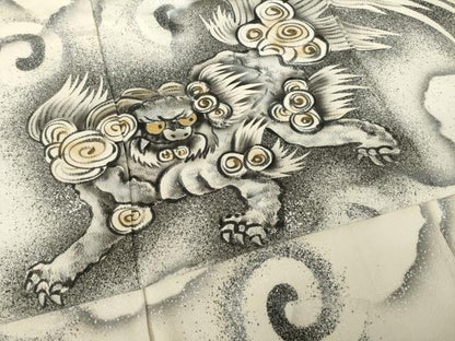 平和屋着物●訪問着　手描き　唐獅子　金彩　正絹　逸品　AABJ9219ck