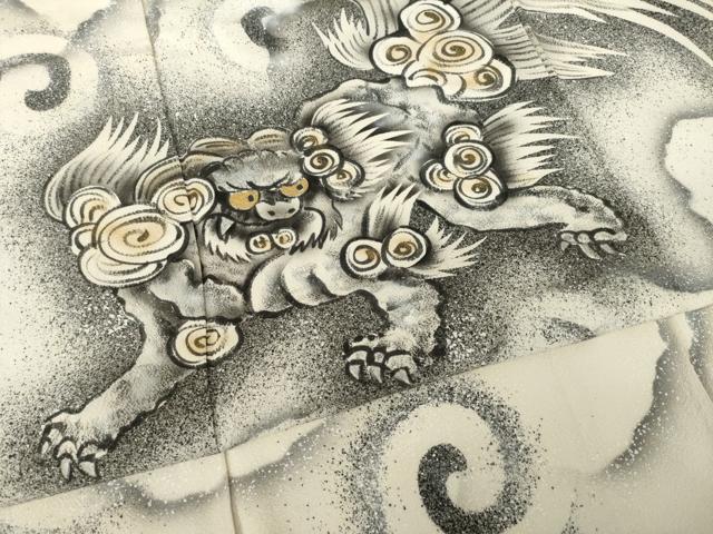 平和屋着物●訪問着　手描き　唐獅子　金彩　正絹　逸品　AABJ9219ck