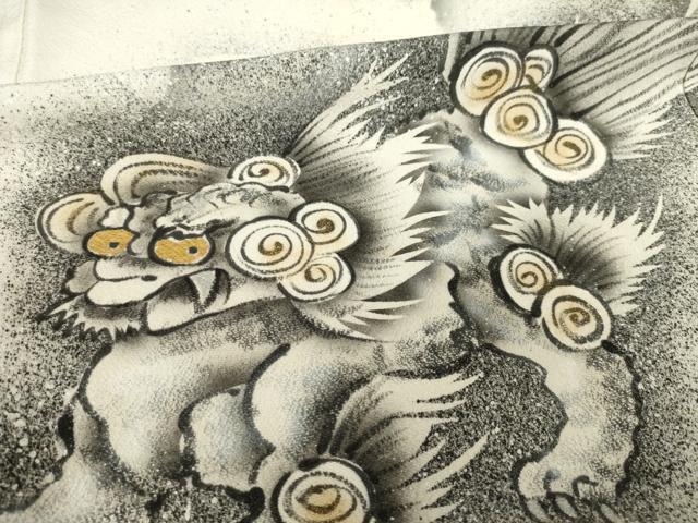 平和屋着物●訪問着　手描き　唐獅子　金彩　正絹　逸品　AABJ9219ck