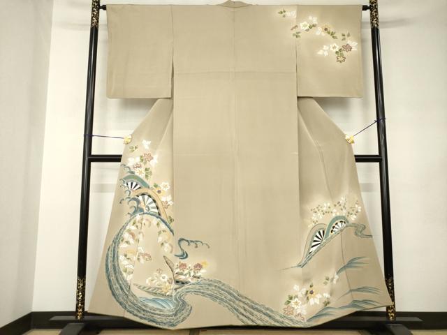平和屋着物●創業130年　江戸染繍友禅　大彦　訪問着　刺繍　立波源氏車文　金彩　正絹　逸品　AABJ9221ck