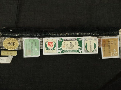平和屋着物●本場結城紬　重要無形文化財　杢　霞文　奥順謹製　証紙付き　正絹　逸品　AABJ9222ck