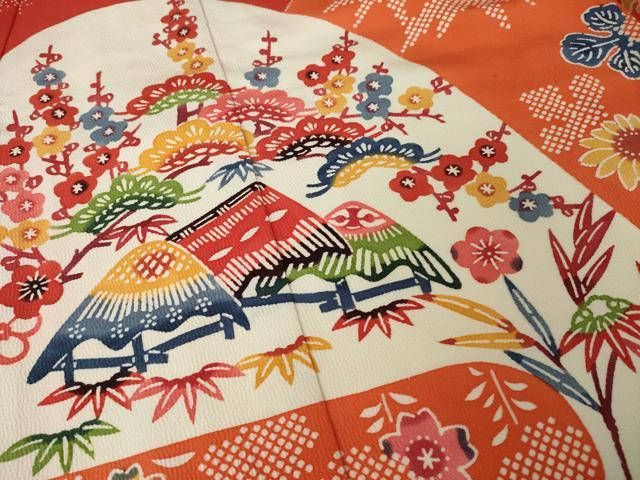平和屋着物●和染紅型　栗山紅型　栗山吉三郎　振袖　風景文　小田急百貨店扱い　正絹　逸品　AABJ9223ck