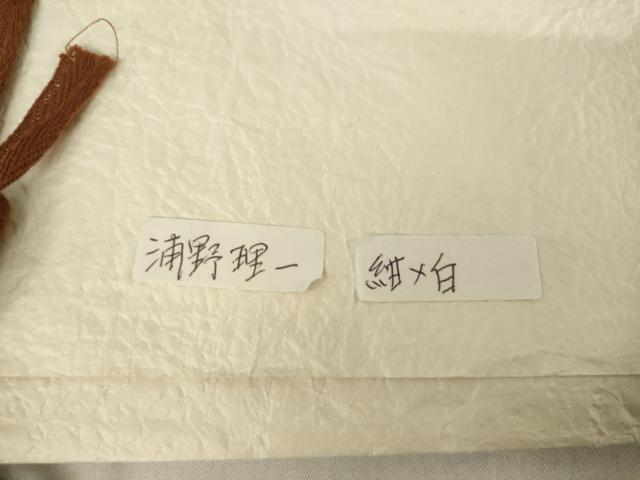 平和屋着物●浦野理一　型染　小紋　藍　舞花文　鬼しぼ縮緬　たとう紙付き　正絹　逸品　AABJ9226ck