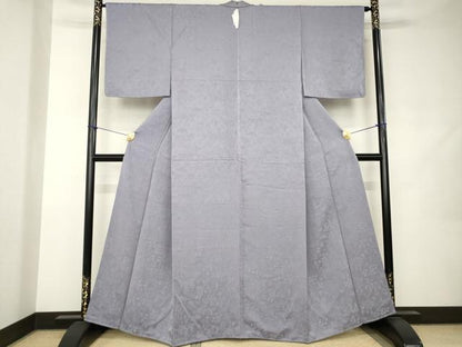 平和屋着物●上質な色無地　鹿　鶴　薄鼠色　正絹　逸品　AABJ9230ck