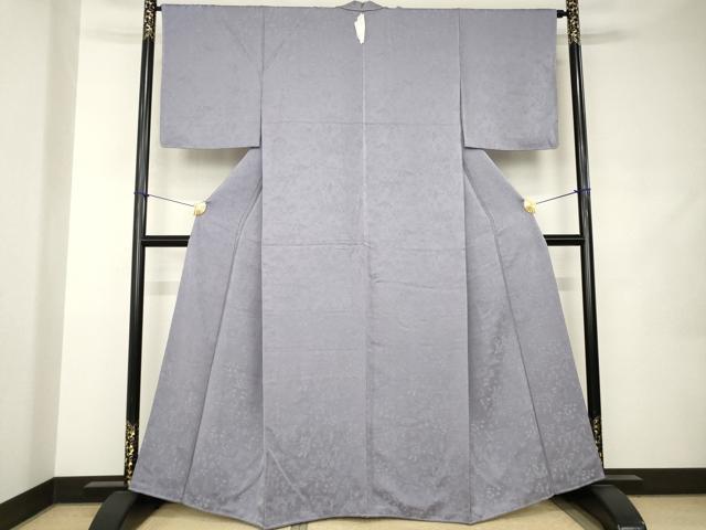平和屋着物●上質な色無地　鹿　鶴　薄鼠色　正絹　逸品　AABJ9230ck