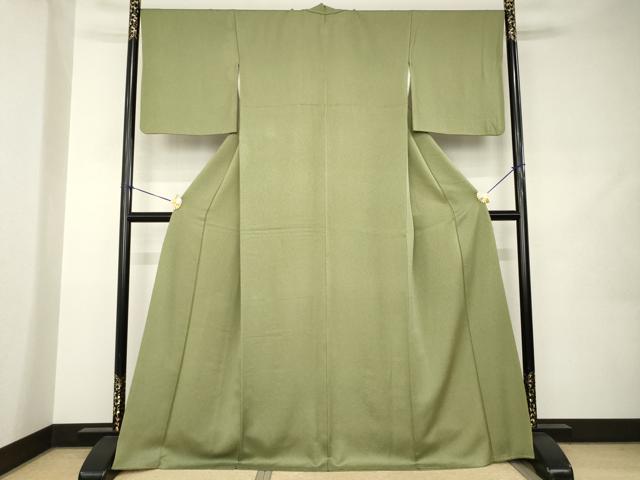 平和屋着物●上質な色無地　国防色　正絹　逸品　AABJ9232ck