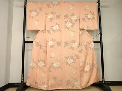 平和屋着物●上質な小紋　地紋起こし　枝花文　正絹　逸品　AABJ9234ck