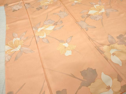 平和屋着物●上質な小紋　地紋起こし　枝花文　正絹　逸品　AABJ9234ck
