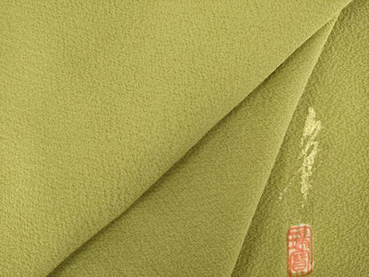 平和屋着物●本草木染作家　瑞鳳　色無地　抹茶色　正絹　逸品　AABJ9235ck