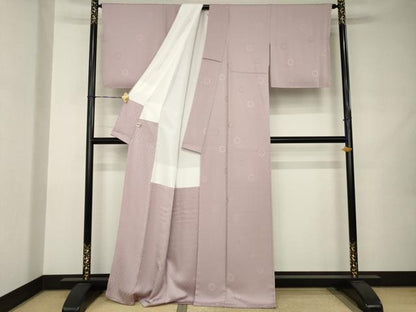 平和屋着物●上質な色無地　舞花地紋　紅藤色　正絹　逸品　未使用　AABJ9237ck