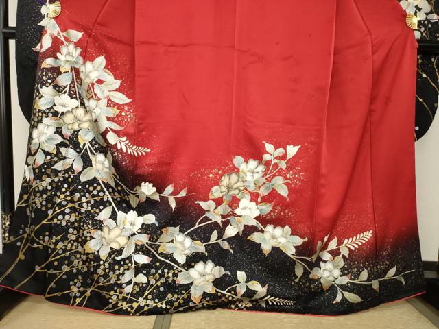 平和屋着物●豪華振袖　枝垂れ花文　暈し染め　金銀彩　正絹　逸品　AABJ9240ck
