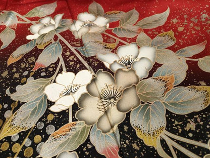 平和屋着物●豪華振袖　枝垂れ花文　暈し染め　金銀彩　正絹　逸品　AABJ9240ck