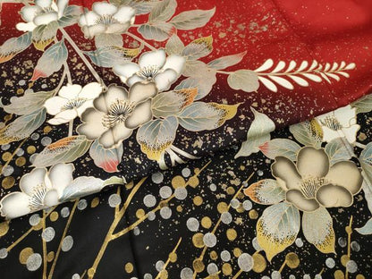 平和屋着物●豪華振袖　枝垂れ花文　暈し染め　金銀彩　正絹　逸品　AABJ9240ck