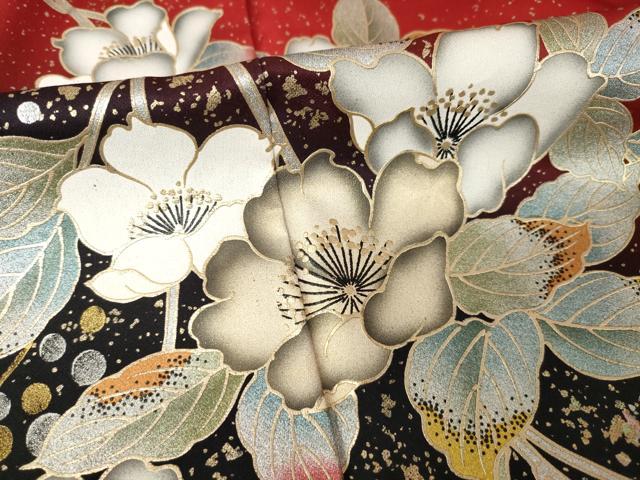 平和屋着物●豪華振袖　枝垂れ花文　暈し染め　金銀彩　正絹　逸品　AABJ9240ck