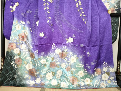 平和屋着物●豪華振袖　辻が花　金彩　ロング丈　正絹　逸品　AABJ9242ck