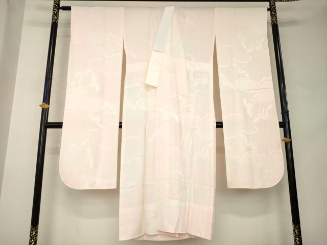 平和屋着物●振袖用長襦袢　無双仕立て　雲取り飛鶴文　正絹　逸品　AABJ9244ck