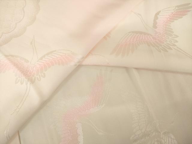 平和屋着物●振袖用長襦袢　無双仕立て　雲取り飛鶴文　正絹　逸品　AABJ9244ck
