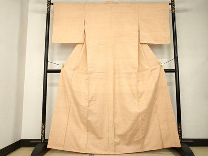 平和屋着物●上質な紬　色無地　淡香色　正絹　逸品　AABJ9245ck