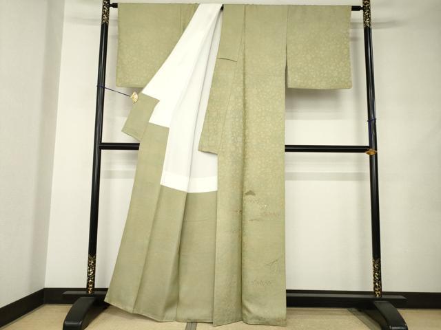 平和屋着物●訪問着　作家物　刺繍　松　笹　銀杏　金彩　正絹　逸品　AABJ9249ck