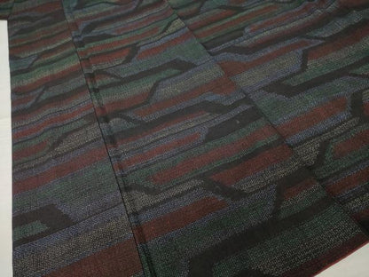 平和屋着物●本場結城紬　重要無形文化財　80亀甲　幾何学文様　正絹　逸品　AABJ9250ck