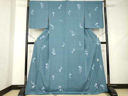 平和屋着物●東京友禅　菅有鬼一　小紋　草葉文　ロング丈　正絹　逸品　未使用　AABJ9251ck