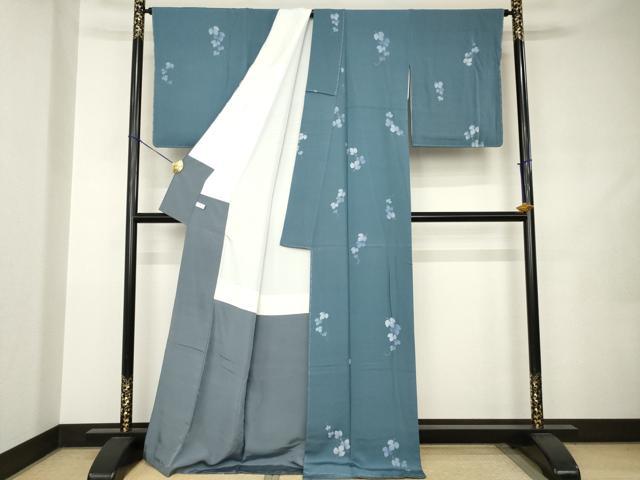 平和屋着物●東京友禅　菅有鬼一　小紋　草葉文　ロング丈　正絹　逸品　未使用　AABJ9251ck