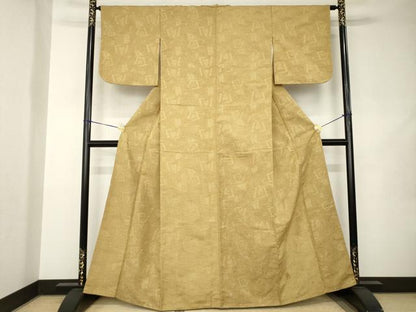 平和屋着物●上質な紬　幾何学文様　正絹　逸品　AABJ9253ck