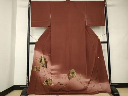 平和屋着物●豪華色留袖　作家物　花文箱文　暈し染め　金彩　ロング丈　正絹　逸品　未使用　AABJ9254ck