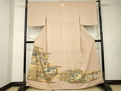 平和屋着物●豪華色留袖　刺繍　人物風景花文　正絹　逸品　未使用　AABJ9256ck