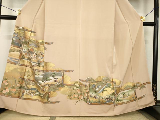 平和屋着物●豪華色留袖　刺繍　人物風景花文　正絹　逸品　未使用　AABJ9256ck