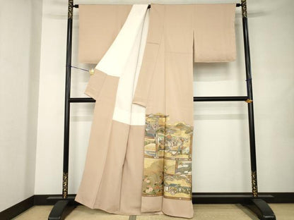 平和屋着物●豪華色留袖　刺繍　人物風景花文　正絹　逸品　未使用　AABJ9256ck