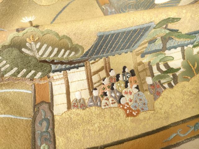平和屋着物●豪華色留袖　刺繍　人物風景花文　正絹　逸品　未使用　AABJ9256ck