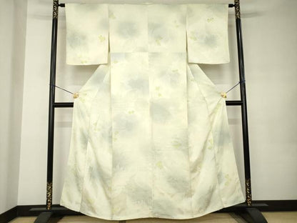 平和屋着物●上質な小紋　枝花文　地紋起こし　正絹　逸品　AABJ9259ck